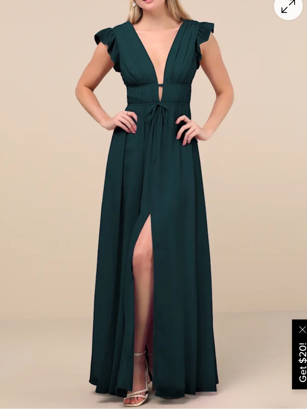 Lulus I'm All Yours Emerald Green Ruffled Maxi Dress